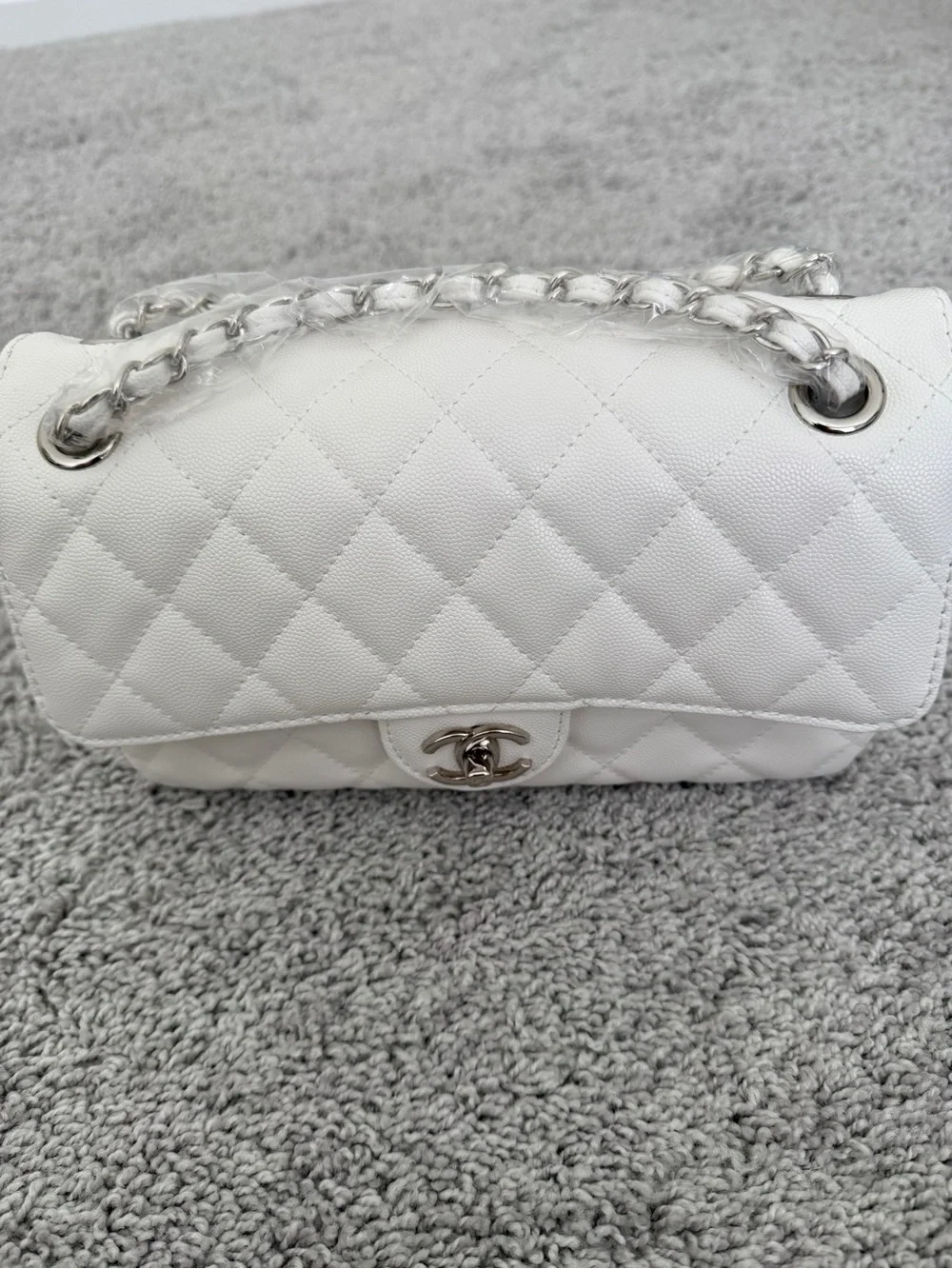 INSPIRED… Quilted Flap Bag in White with Silver Hardware